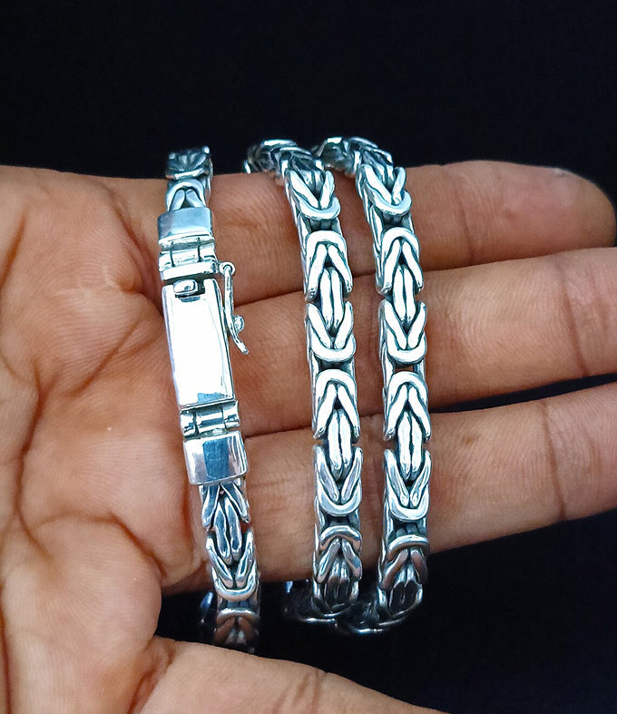 999 Silver Byzantine Chain Necklace - Handmade Bali Silver