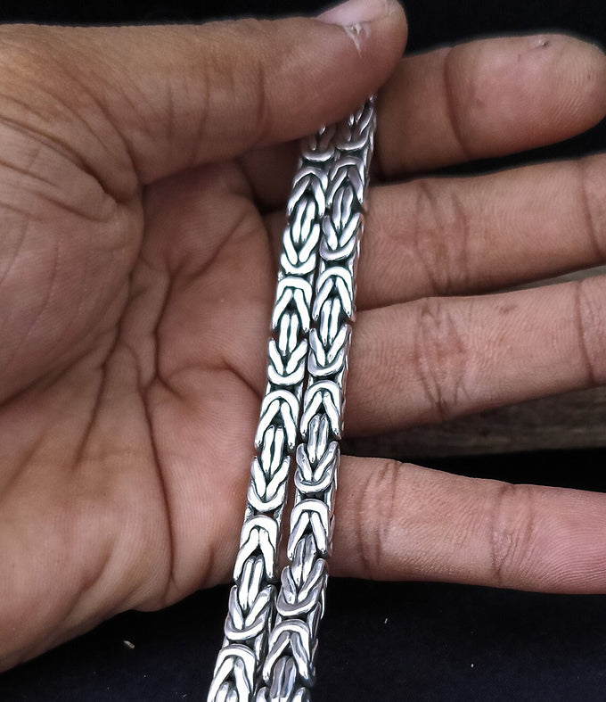 999 Silver Byzantine Chain Necklace - Handmade Bali Silver