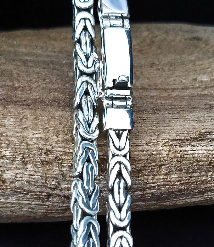 999 Silver Byzantine Chain Necklace - Handmade Bali Silver