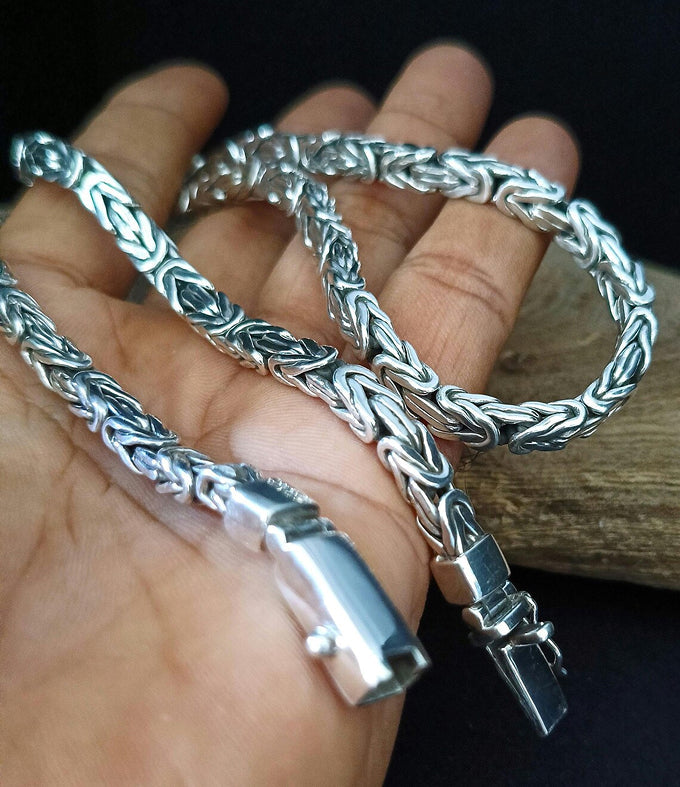 999 Silver Byzantine Chain Necklace - Handmade Bali Silver