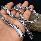 Men’s 999 Pure Silver Byzantine Chain Necklace, 6mm x 4mm