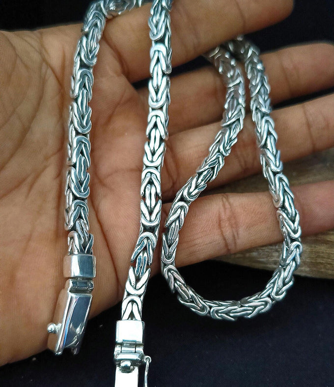 999 Silver Byzantine Chain Necklace - Handmade Bali Silver