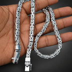 Men’s 999 Pure Silver Byzantine Chain Necklace, 6mm x 4mm