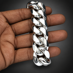 Men’s 999 Pure Silver Curb Chain Bracelet, 23–24mm Heavyweight
