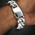 Men’s 999 Pure Silver Curb Chain Bracelet, 23–24mm Heavyweight