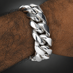 Men’s 999 Pure Silver Curb Chain Bracelet, 23–24mm Heavyweight
