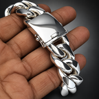 Men’s 999 Pure Silver Curb Chain Bracelet, 23–24mm Heavyweight