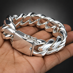 Men’s 999 Pure Silver Curb Chain Bracelet, 23–24mm Heavyweight