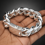 Men’s 999 Pure Silver Curb Chain Bracelet, 23–24mm Heavyweight
