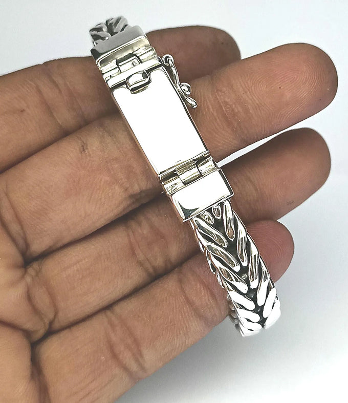 999 solid Silver Foxtail Chain Bracelet - Foxtail Men's Jewelry
