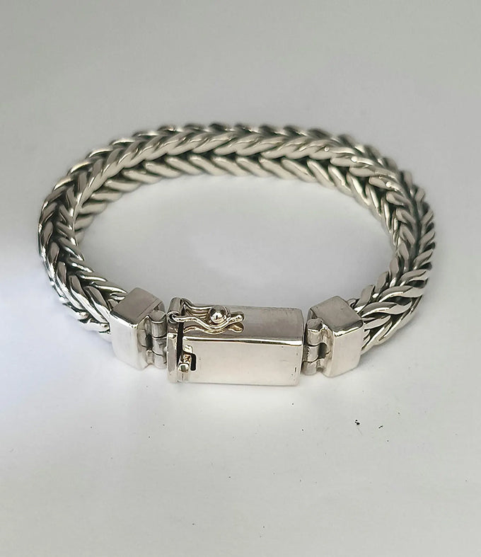 999 solid Silver Foxtail Chain Bracelet - Foxtail Men's Jewelry