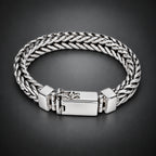 Men’s 999 Pure Silver Foxtail Chain Bracelet, 10mm Handmade