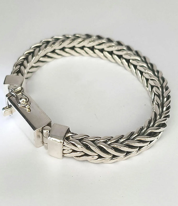 999 solid Silver Foxtail Chain Bracelet - Foxtail Men's Jewelry