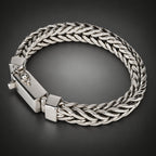 Men’s 999 Pure Silver Foxtail Chain Bracelet, 10mm Handmade