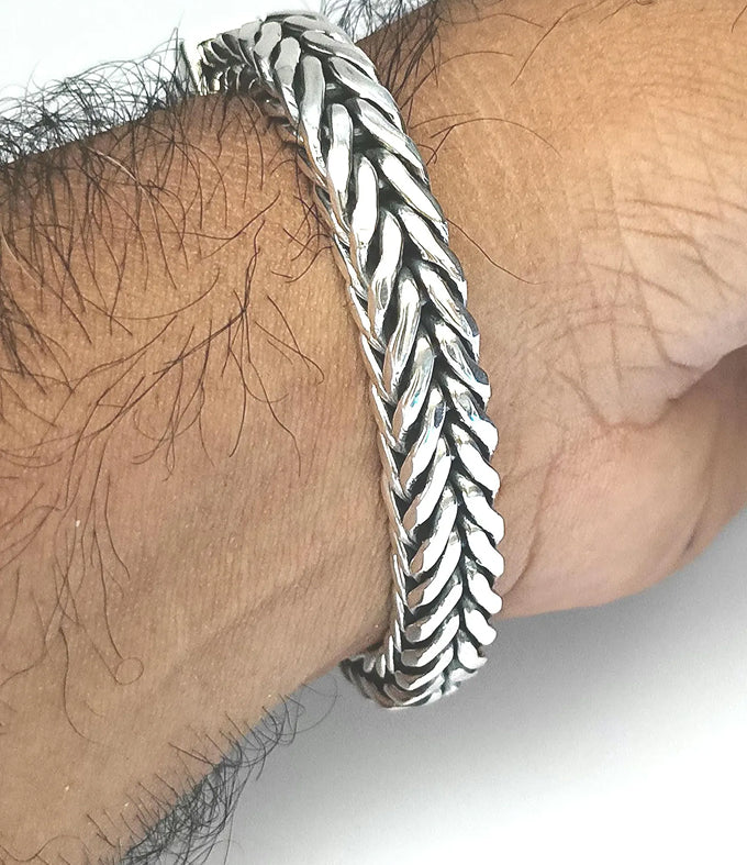 999 solid Silver Foxtail Chain Bracelet - Foxtail Men's Jewelry
