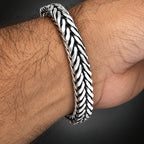 Men’s 999 Pure Silver Foxtail Chain Bracelet, 10mm Handmade