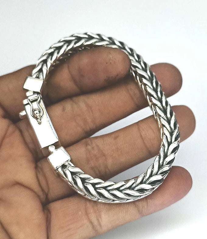999 solid Silver Foxtail Chain Bracelet - Foxtail Men's Jewelry