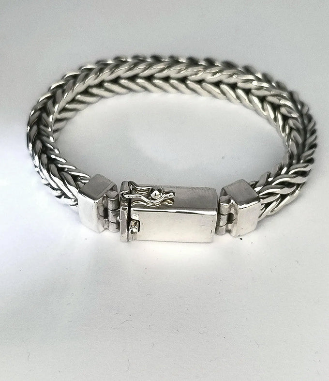 999 solid Silver Foxtail Chain Bracelet - Foxtail Men's Jewelry