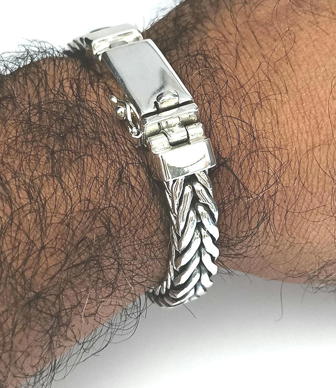 999 solid Silver Foxtail Chain Bracelet - Foxtail Men's Jewelry
