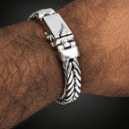 Men’s 999 Pure Silver Foxtail Chain Bracelet, 10mm Handmade
