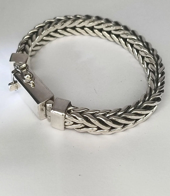 999 solid Silver Foxtail Chain Bracelet - Foxtail Men's Jewelry