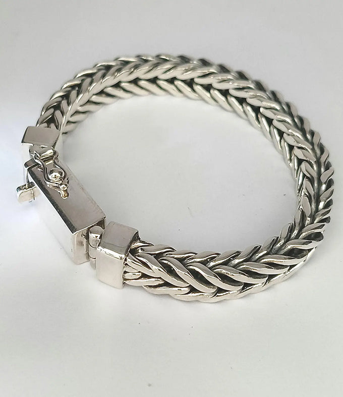 999 solid Silver Foxtail Chain Bracelet - Foxtail Men's Jewelry