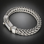 Men’s 999 Pure Silver Foxtail Chain Bracelet, 10mm Handmade