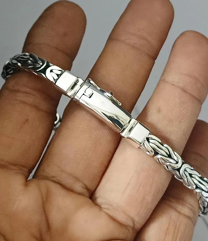6 mm Mens 999 Silver Snake Chain Bracelet, Gift for Men