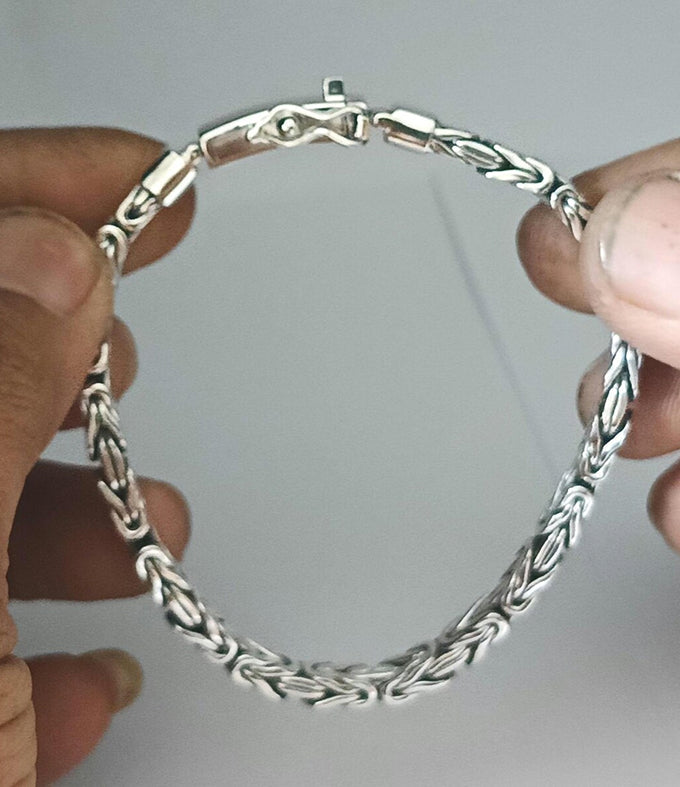 6 mm Mens 999 Silver Snake Chain Bracelet, Gift for Men