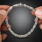 Men’s 999 Pure Silver Byzantine Snake Chain Bracelet, 6mm