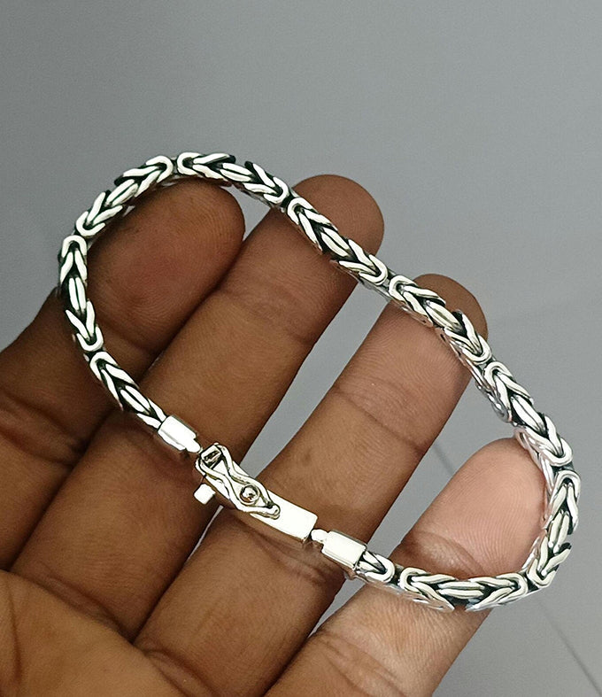 6 mm Mens 999 Silver Snake Chain Bracelet, Gift for Men
