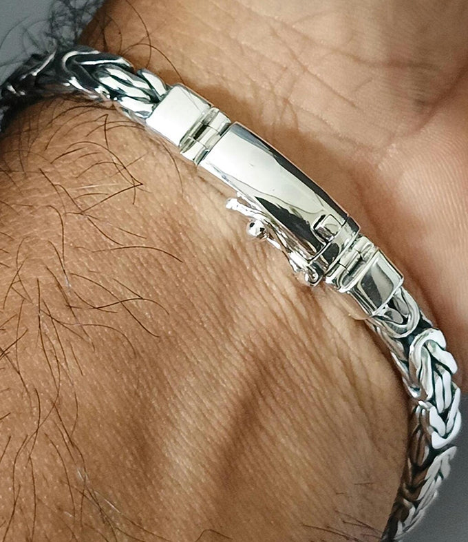6 mm Mens 999 Silver Snake Chain Bracelet, Gift for Men
