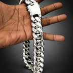 Men’s 999 Pure Silver Cuban Curb Chain Necklace, 25mm Heavyweight