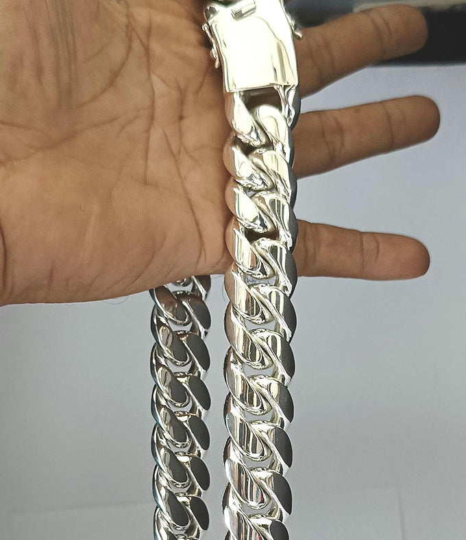 Mens Chunky 999 Solid Silver Curb Chain Necklace - Heavy Cuban Link
