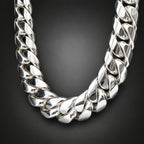 Men’s 999 Pure Silver Cuban Curb Chain Necklace, 25mm Heavyweight