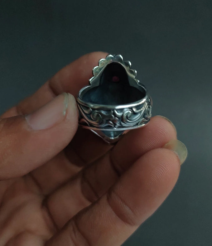 Spiritually Inspired Ganesha Ring - Artisan Crafted Sterling Silver Hindu Jewelry.