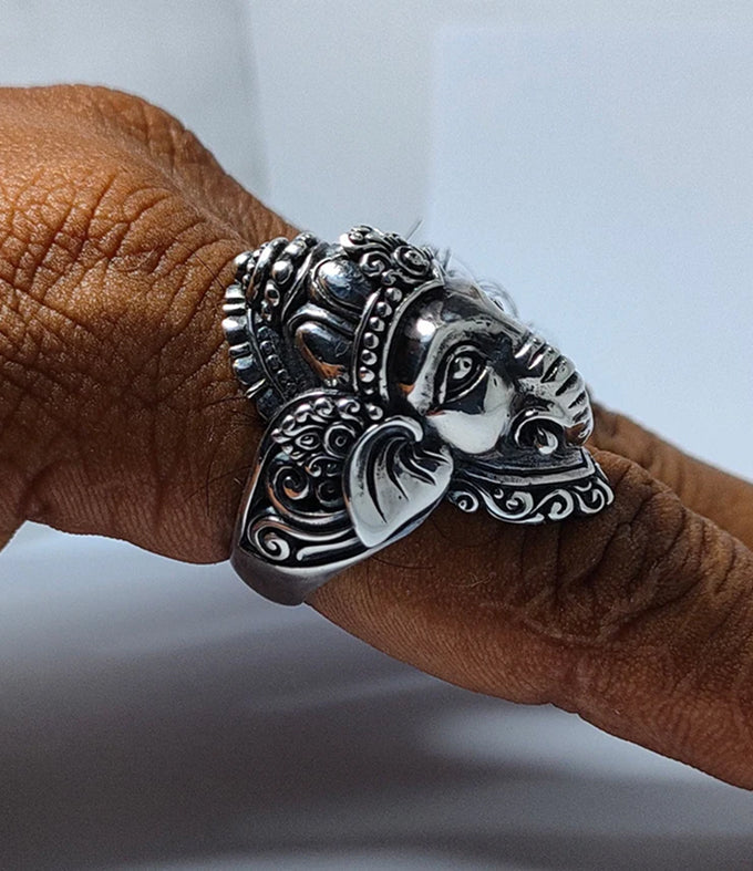 Ganesha Ring silver, Elephant Ring, Handmade jewelry.