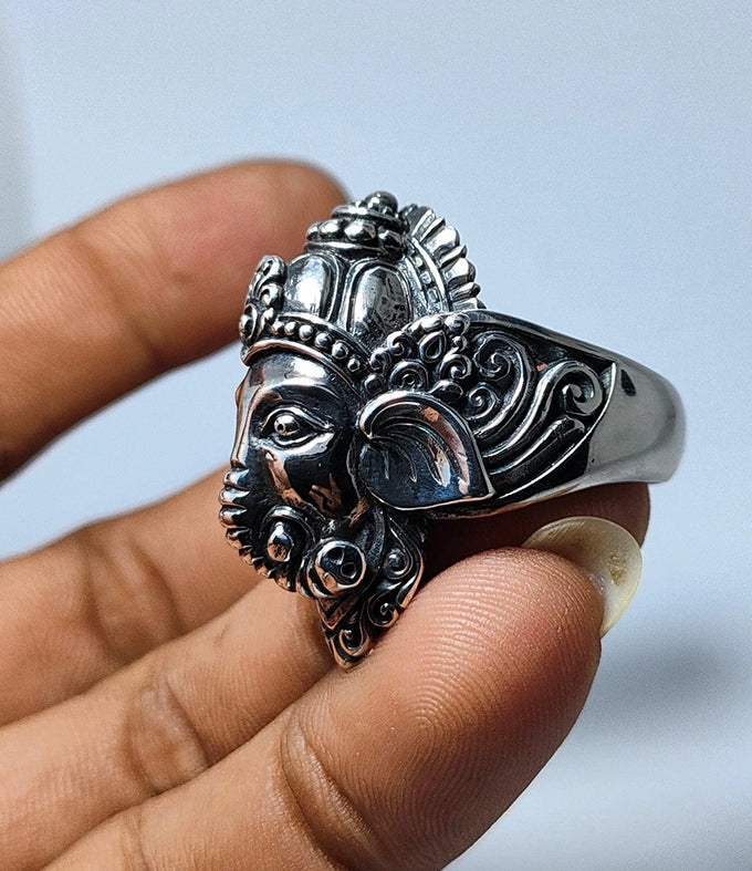 Ganesha Ring silver, Elephant Ring, Handmade jewelry.