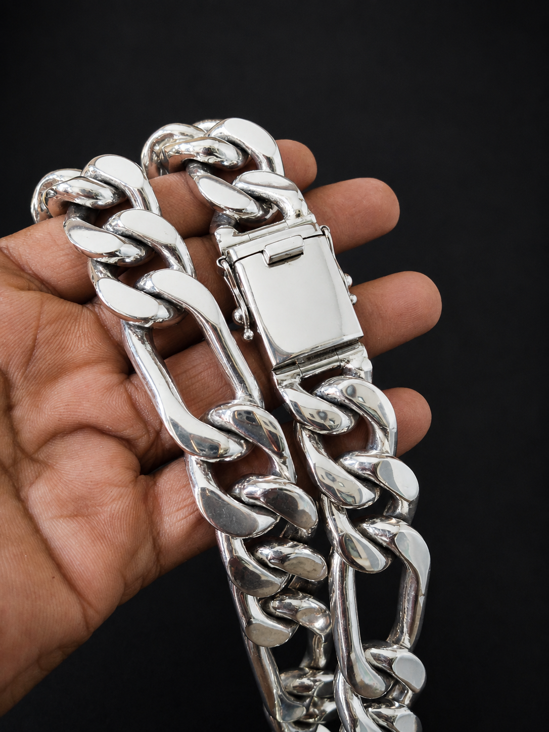 20 mm figaro necklace, Heavy 999 Silver Anchor Chain Necklace - Handmade Men's Jewelry