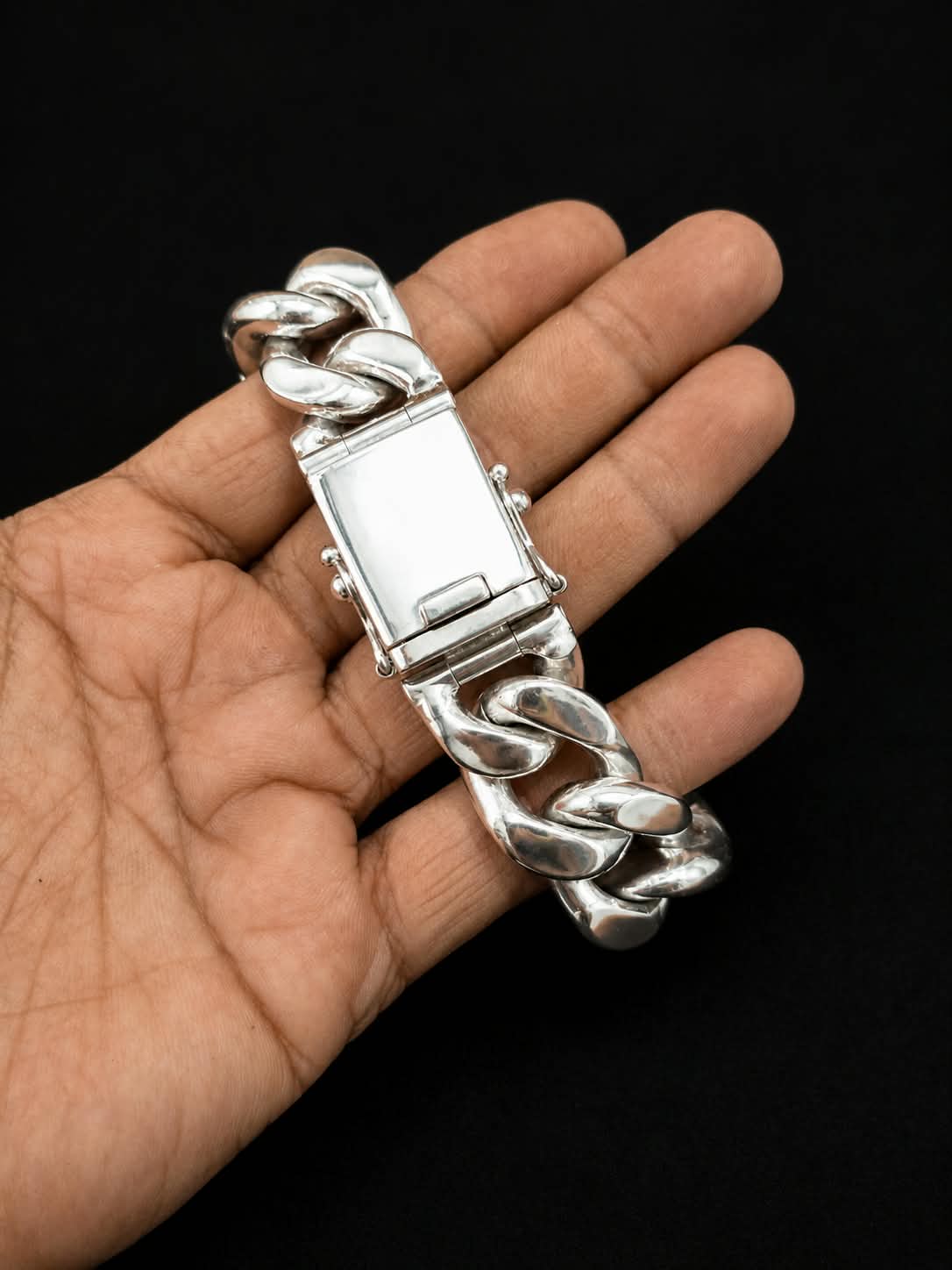Heavy 999 Solid Silver, 20 mm Figaro Chain Bracelet - Handmade jewelry