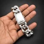 Heavy 999 Solid Silver 20 mm Figaro Chain Bracelet