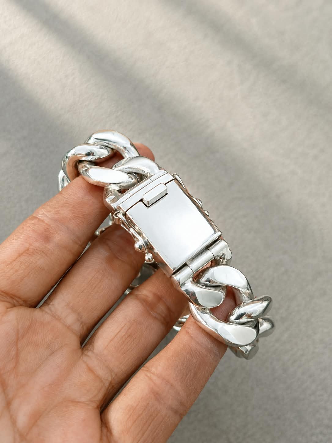 Heavy 999 Solid Silver, 20 mm Figaro Chain Bracelet - Handmade jewelry