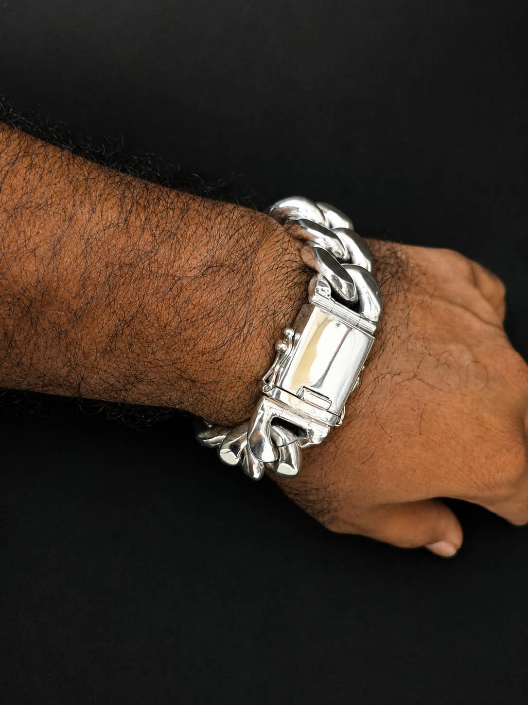 Heavy 999 Solid Silver, 20 mm Figaro Chain Bracelet - Handmade jewelry
