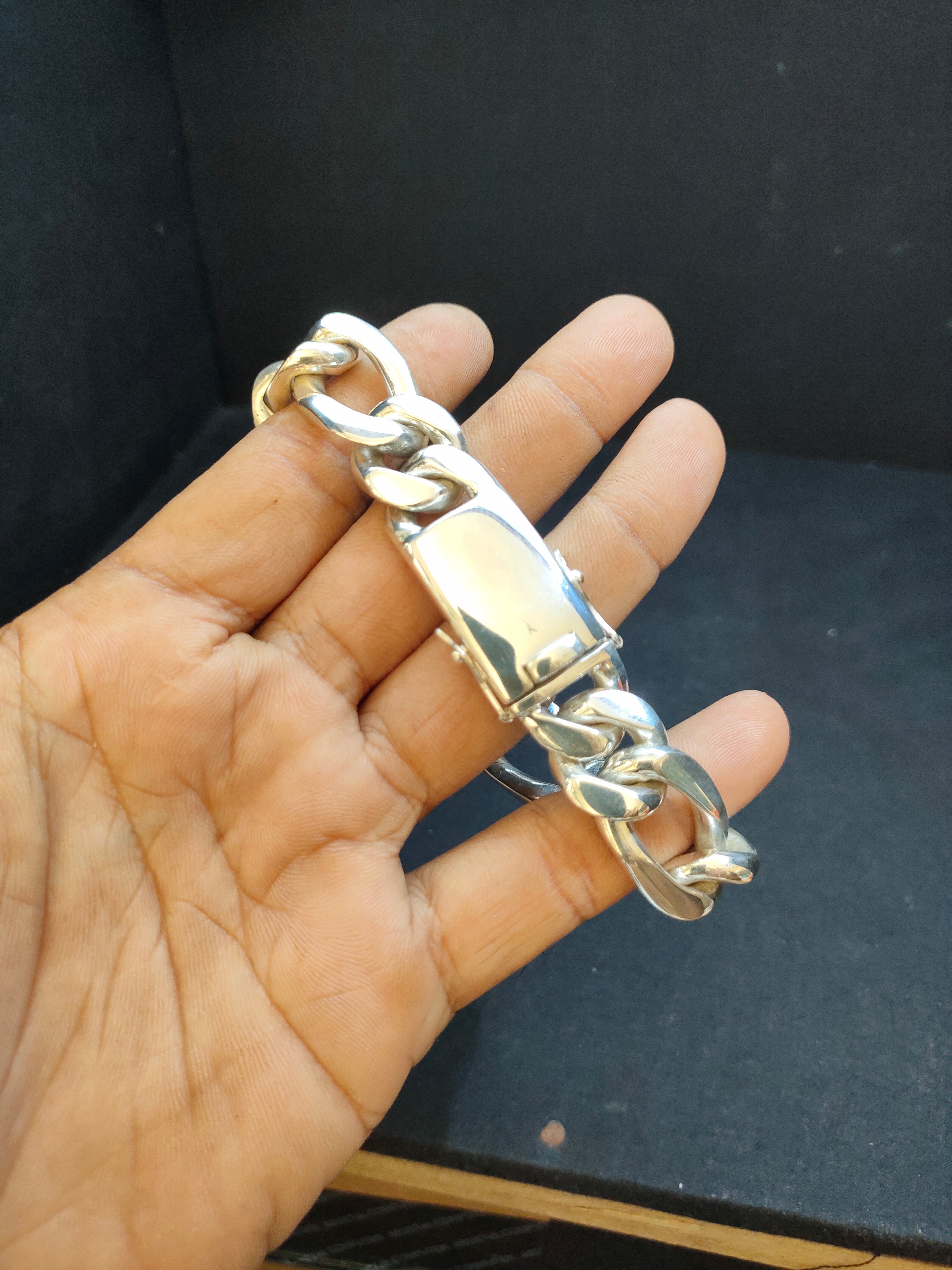 Figaro silver Chain, Men's silver bracelet, Custom engraving. Gifts for men.