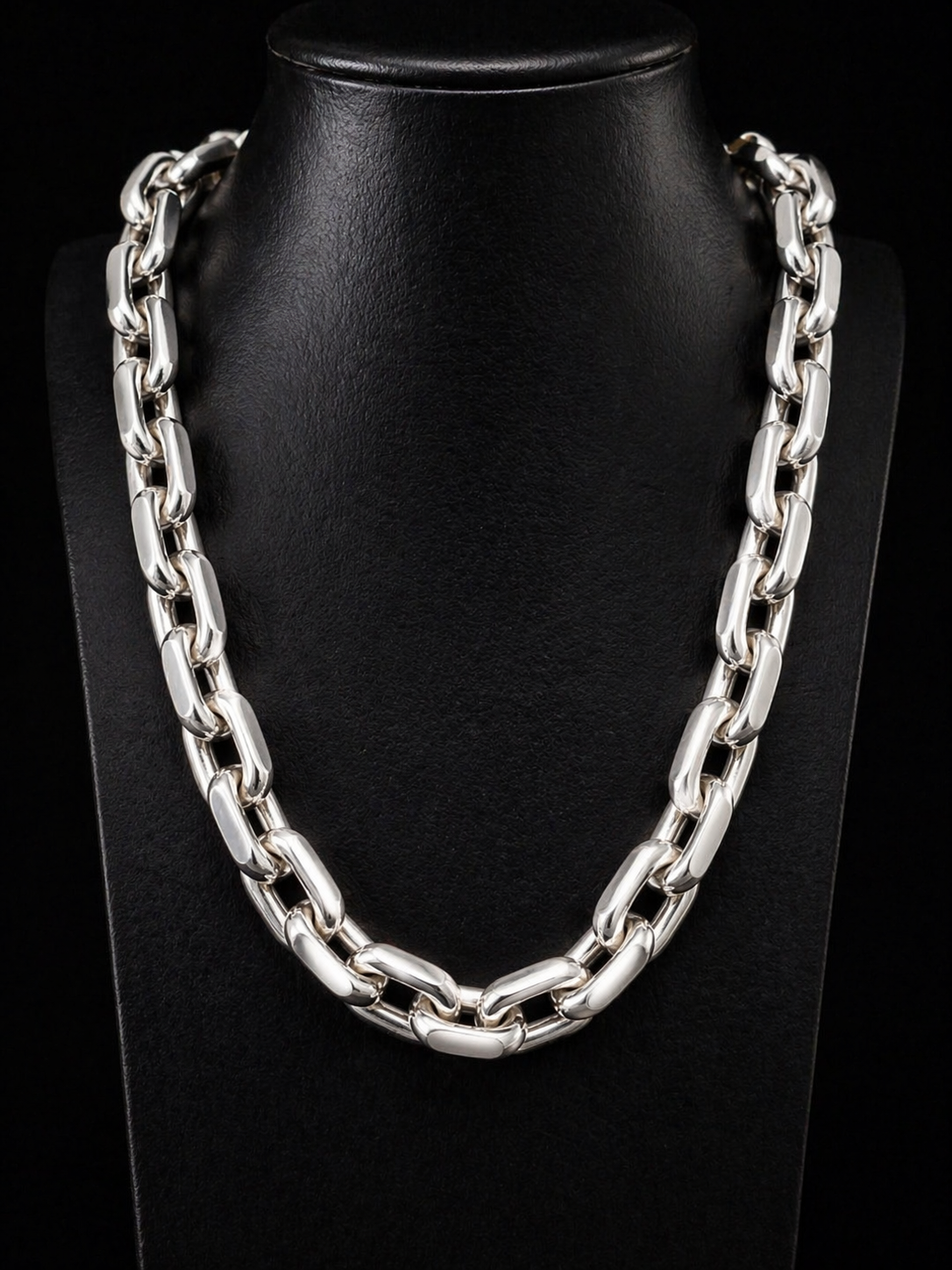14 mm Heavy 999 Silver Anchor Chain Necklace - Handmade Men's Jewelry