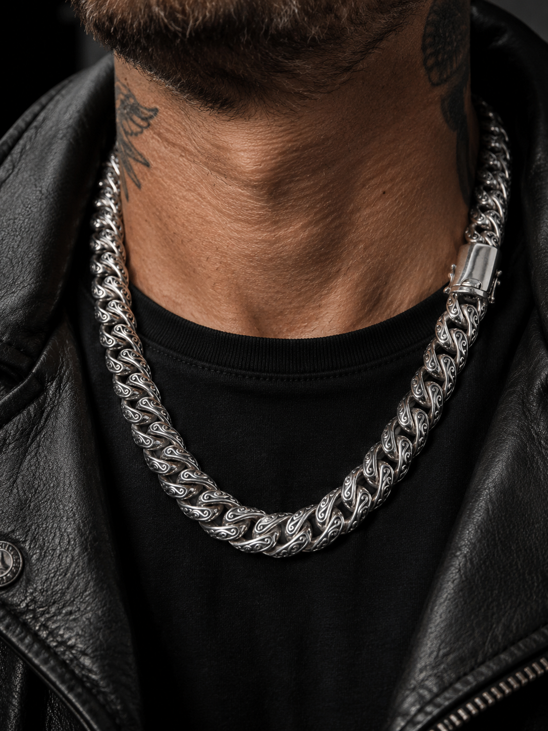 15 mm Curb Chain Necklace, Handmade 999 Pure Silver, Men's Jewelry (Salinan)