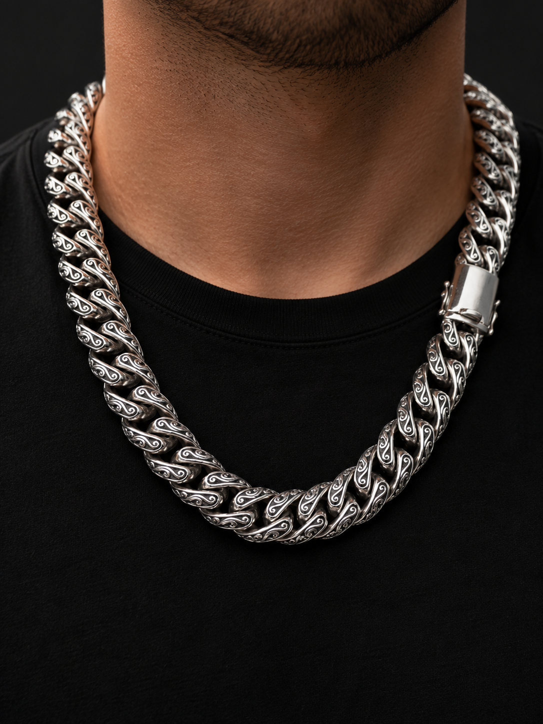 15 mm Curb Chain Necklace, Handmade 999 Pure Silver, Men's Jewelry (Salinan)