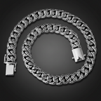 15 mm Curb Chain Necklace, Handmade 999 Pure Silver, Men's Jewelry