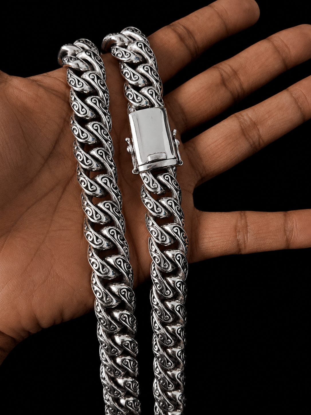 15 mm Curb Chain Necklace, Handmade 999 Pure Silver, Men's Jewelry (Salinan)