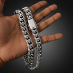 15 mm Curb Chain Necklace, Handmade 999 Pure Silver, Men's Jewelry
